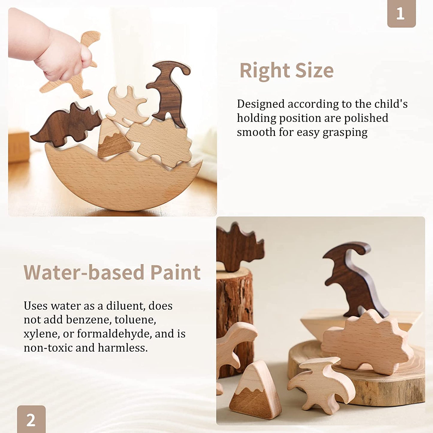 Montessori Wooden Baby Stacking Dinosaur Toys