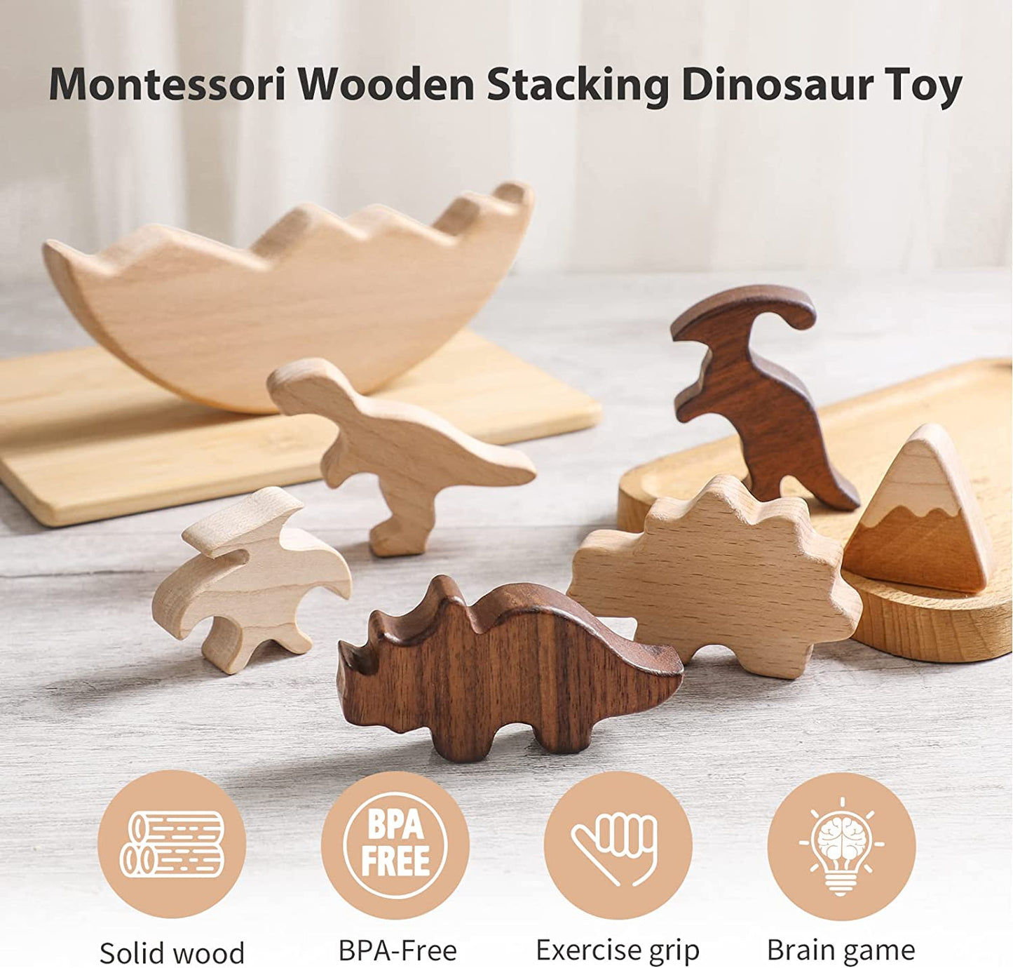 Montessori Wooden Baby Stacking Dinosaur Toys