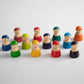 12 Pcs Rainbow Wooden Peg Dolls in Primary Colors