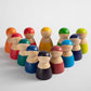 12 Pcs Rainbow Wooden Peg Dolls in Primary Colors