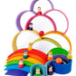 12 Pcs Rainbow Wooden Peg Dolls in Primary Colors   
