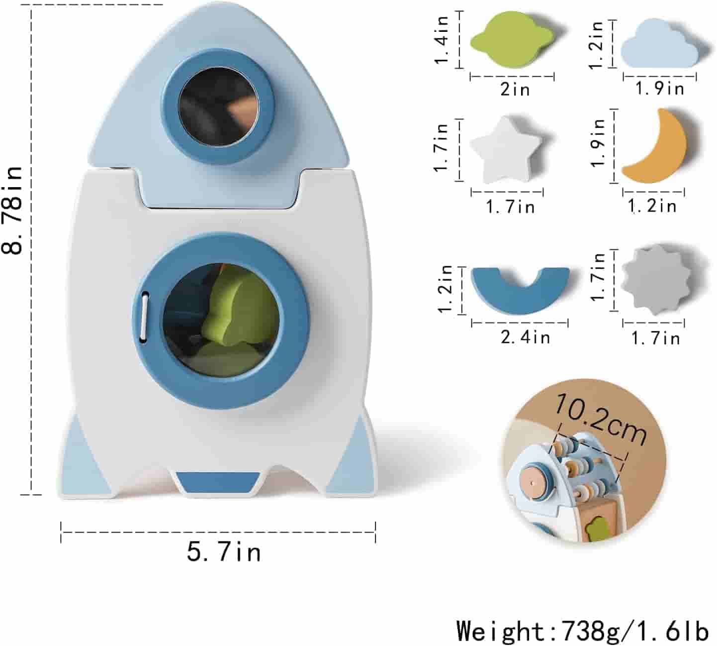 5 In 1 Wooden Rocket  size