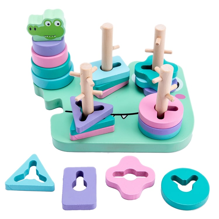 Wooden Classification Column 3D Puzzle crocodile