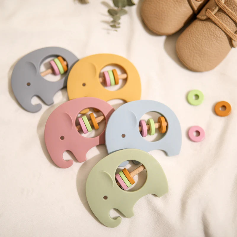 Elephant Silicone Rattle - MamimamiHome Baby