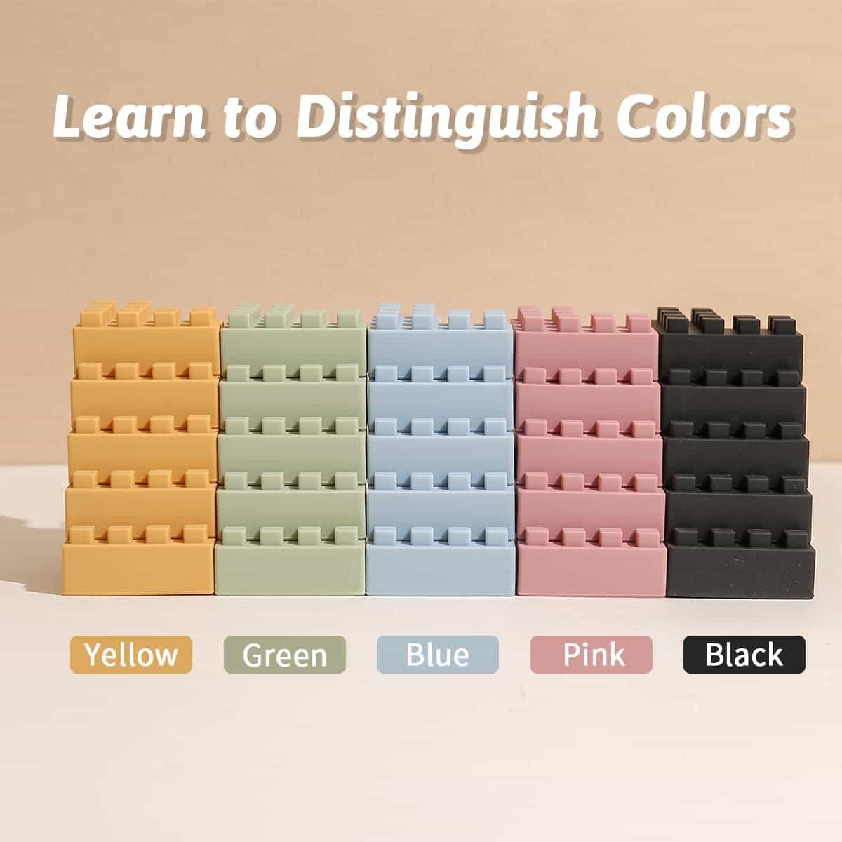 Children's  Chewable Silicone Building Blocks Colors