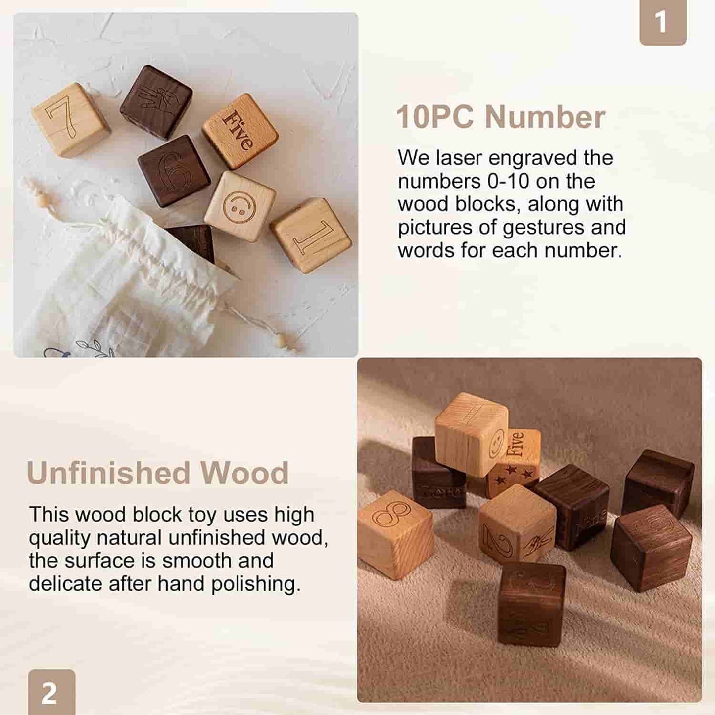 Wooden Cube Picture Alphabet Blocks