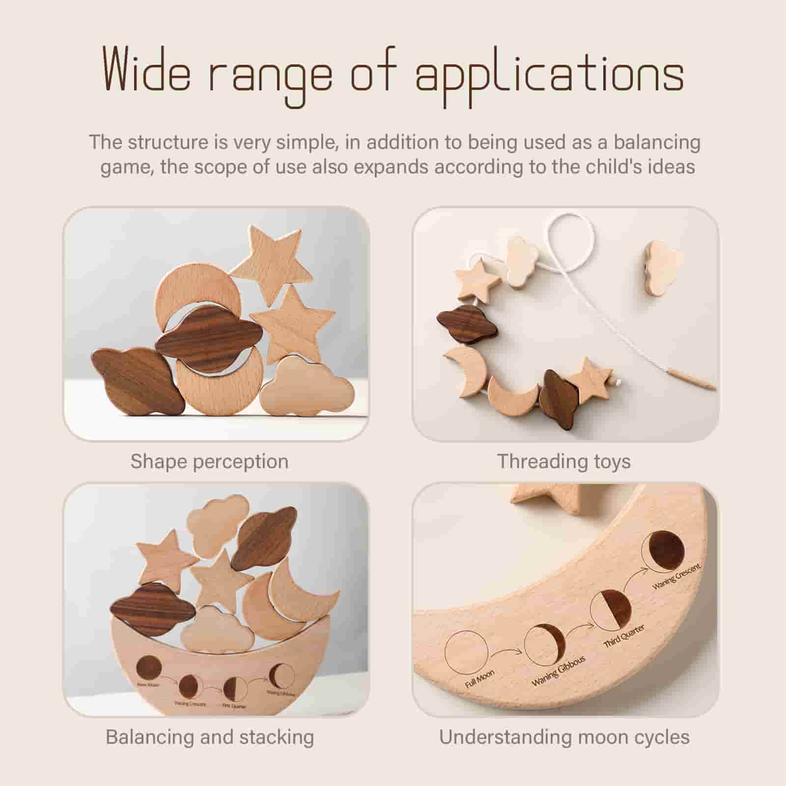  Wooden Stars Moon Balance Blocks balancing and stacking