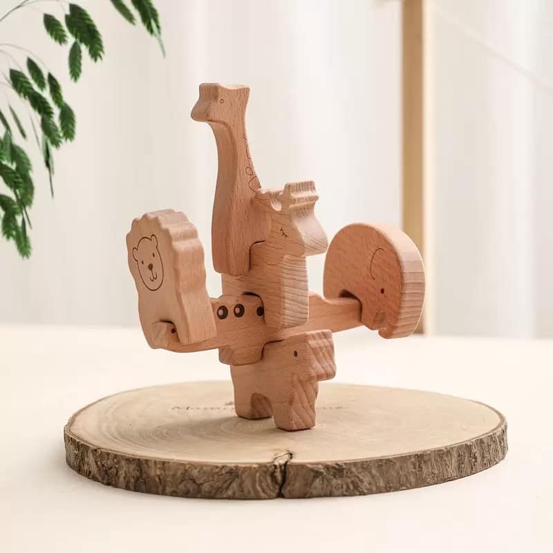 Wooden Animal Kingdom Stacking  decornation