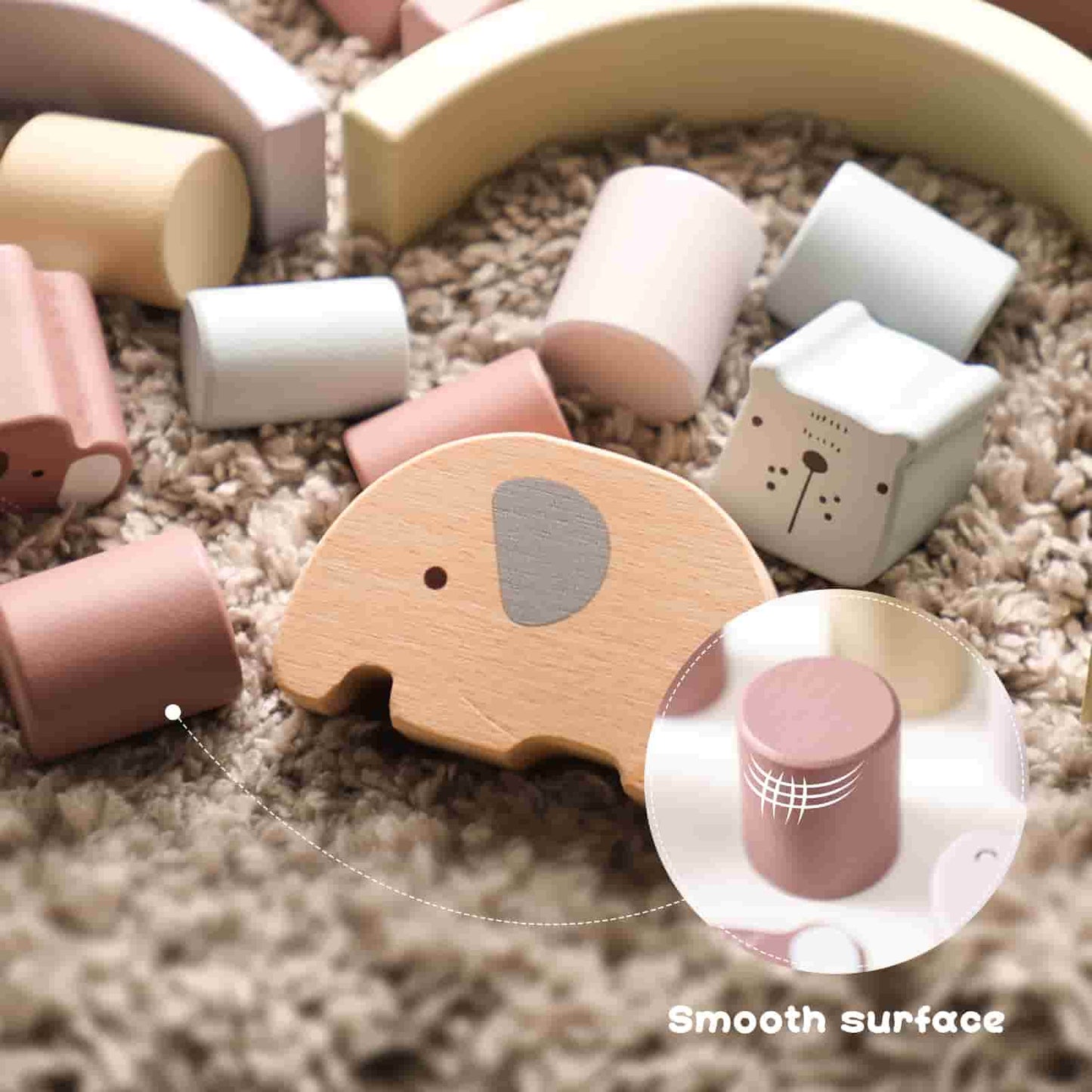 Wooden  Animal Stacking Blocks  Smooth surface