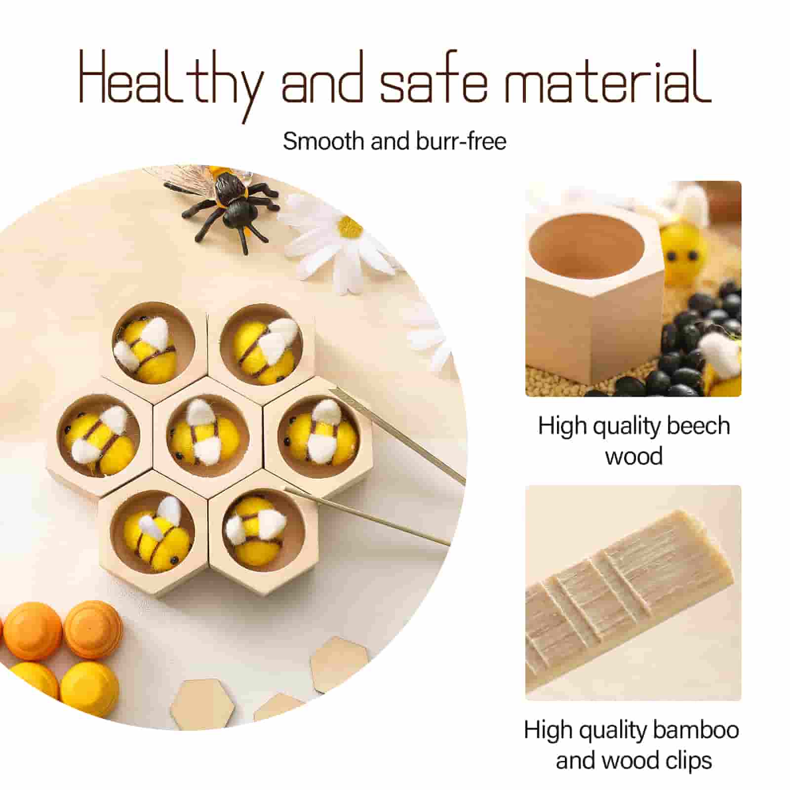 Wooden Beehives Sorting Game safe wood