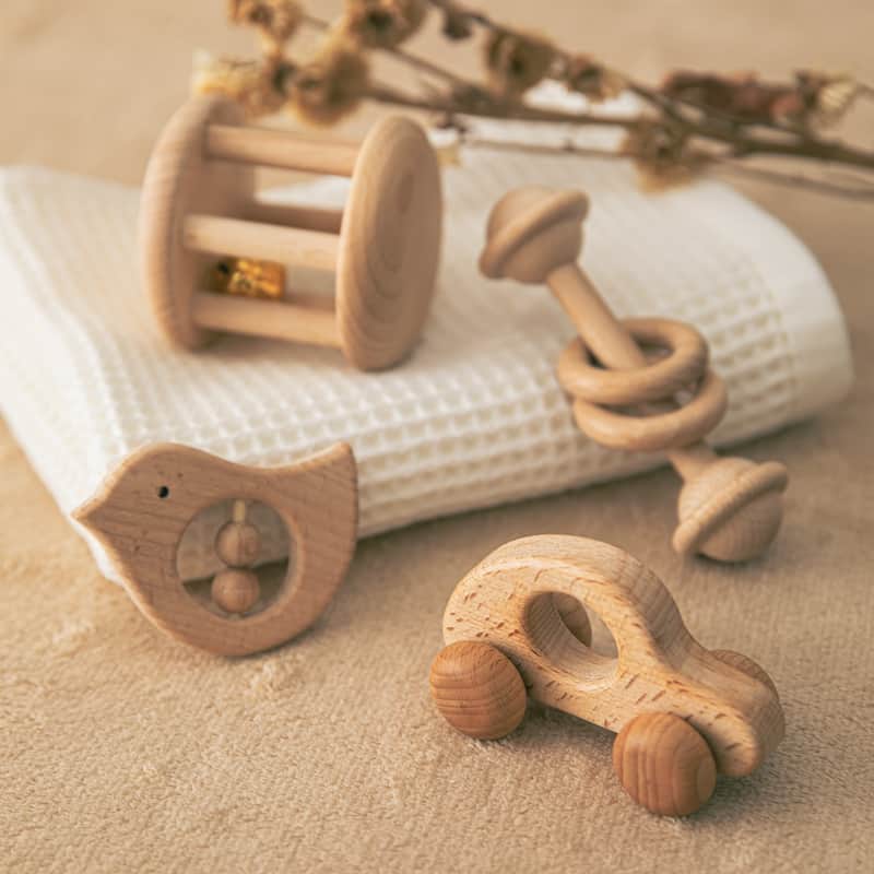 Wooden Montessori Rattles Grasping the bird