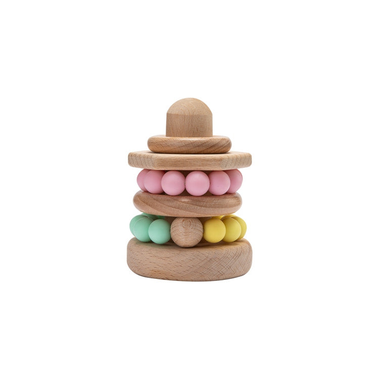 Wooden Natural Building Blocks Pink  Color