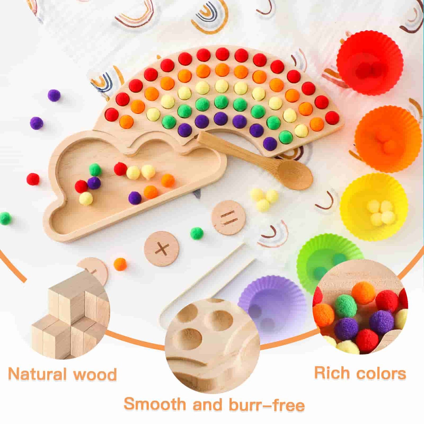 Wooden Peg Board Beads Game