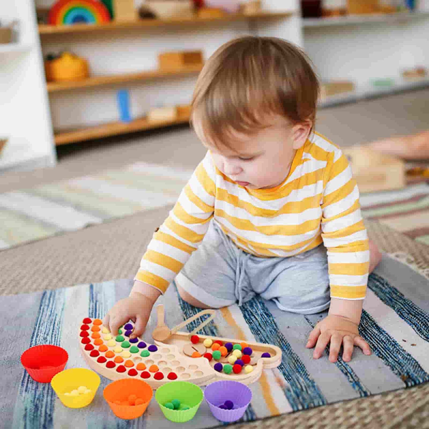 Wooden Peg Board Beads Game