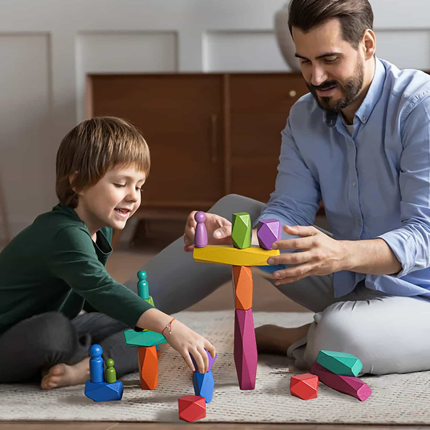 Wooden Rainbow Stones  PlayGame With Baba